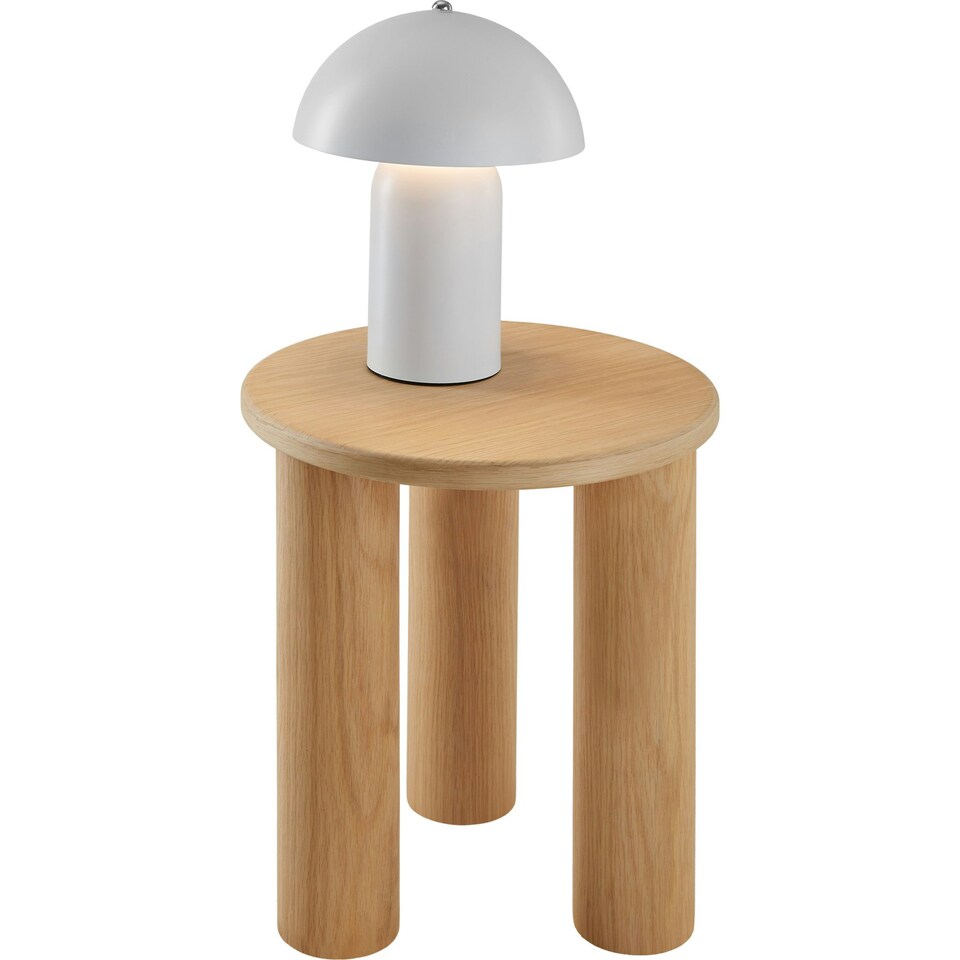image 1 of Side Table Sisi - round, solid wood legs, rustic look Brown | Light Oak