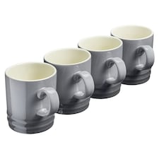 Cooks Professional 4 Piece Mug Set |  Durable Dishwasher Safe Stoneware | 350ml | Grey | Grey | 4
