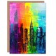 image 1 of Rainbow City Skyline Oil Skyscrapers Him Her Birthday Card