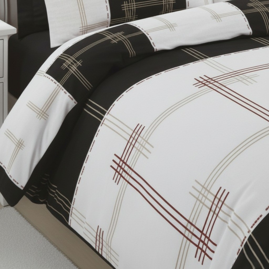 image 1 of Patchwork Duvet Cover Set Vintage Style Bedding Matching Pillowcases | Black | Single