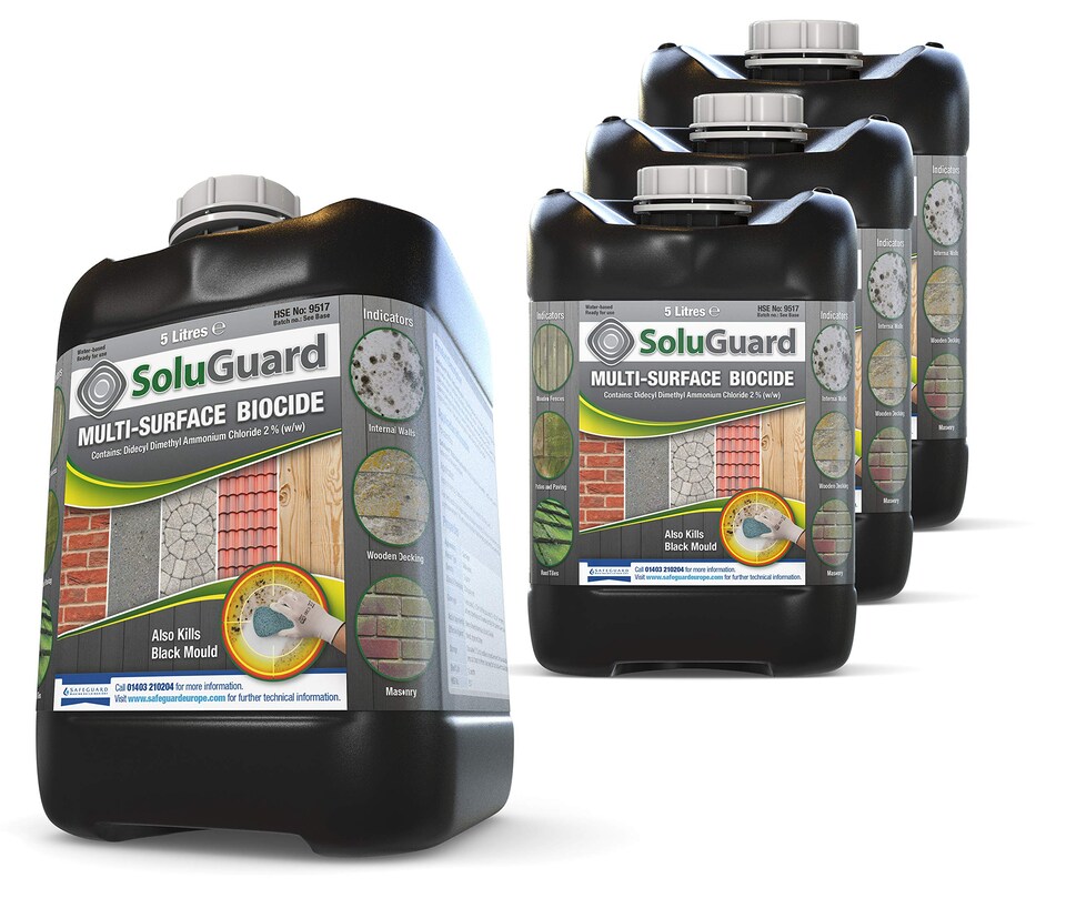 image 1 of Soluguard Multi Surface Biocide - 4 x 5L - High Strength, Ready for Use Against Fungi, Mould, and Algae