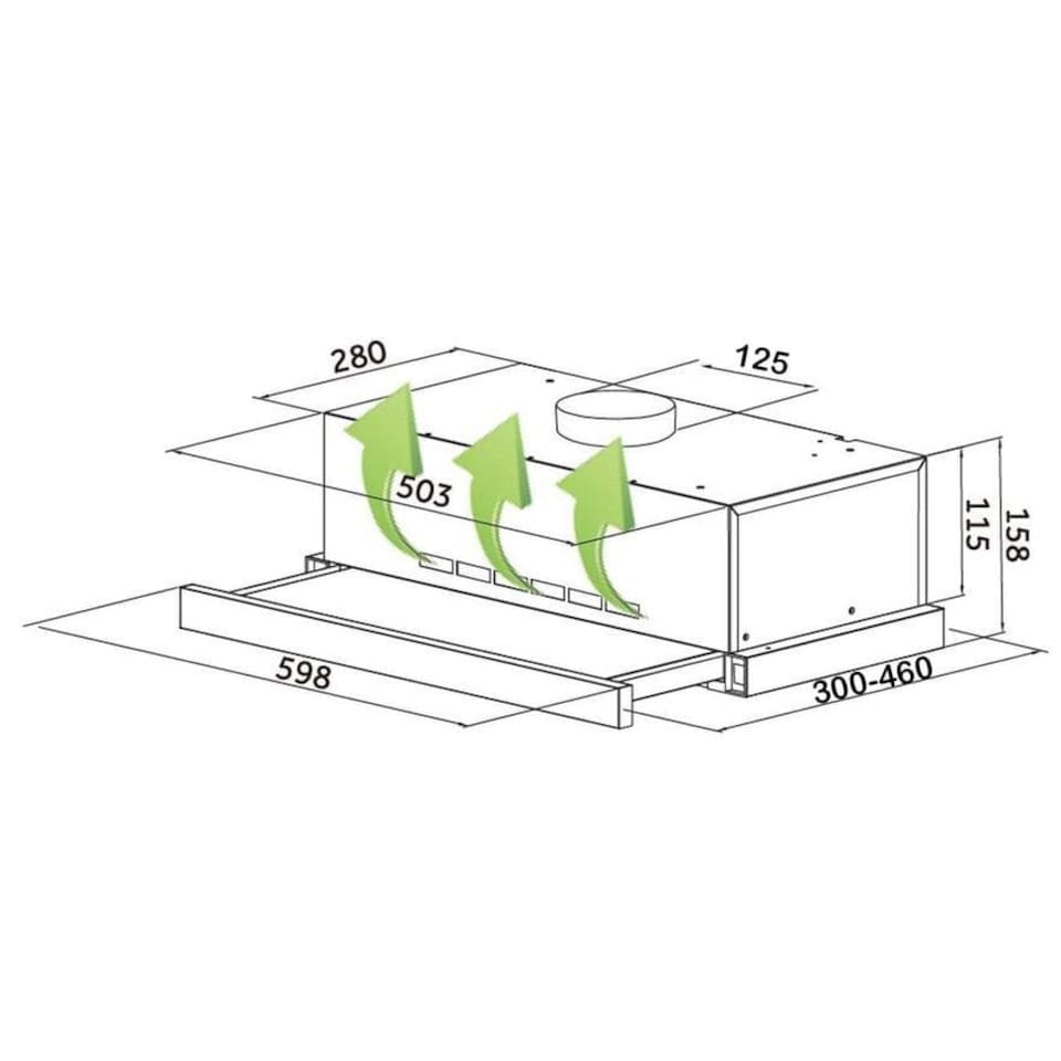 image 1 of SIA TSH60SS 60cm Stainless Steel Telescopic Integrated Cooker Hood Extractor Fan
