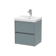 Balterley Chartley Contemporary 2 Drawer Wall Hung Vanity Unit with Thin Edge Basin, Coastal Grey, 500mm