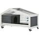 image 1 of PawHut Rabbit Cage with Water Bottle, Wheels, Plastic Slide-Out Tray - Dark Grey