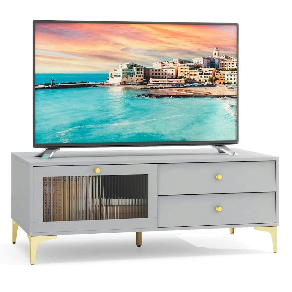 image 1 of COSTWAY TV Stand for 55 Inches 120cm Entertainment Center Grey