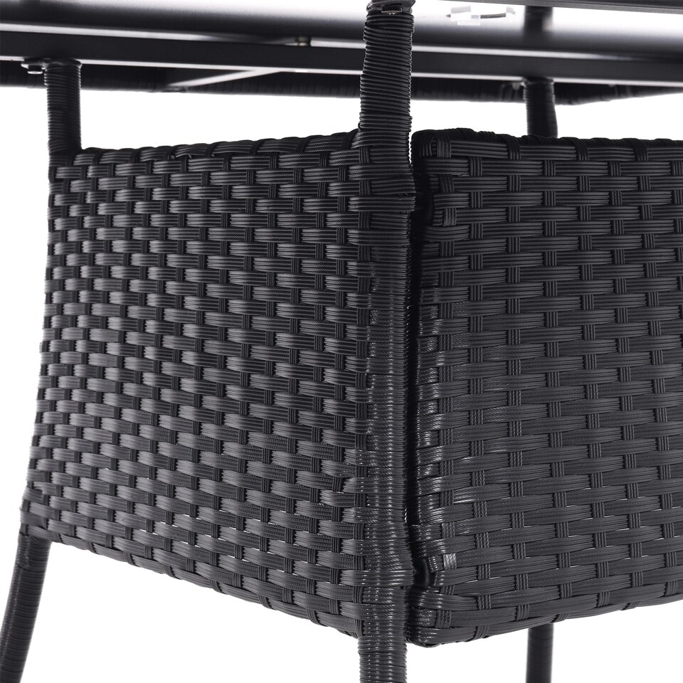 image 1 of Living and Home Garden Wicker Tempered Glass Table with Parasol Hole