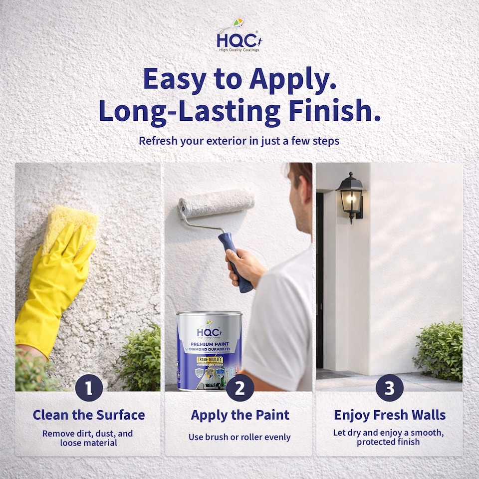 image 1 of HQC Smooth Masonry Paint -  Weatherproof & Long-lasting Protection For All Exterior Walls - Mint Green - 1L