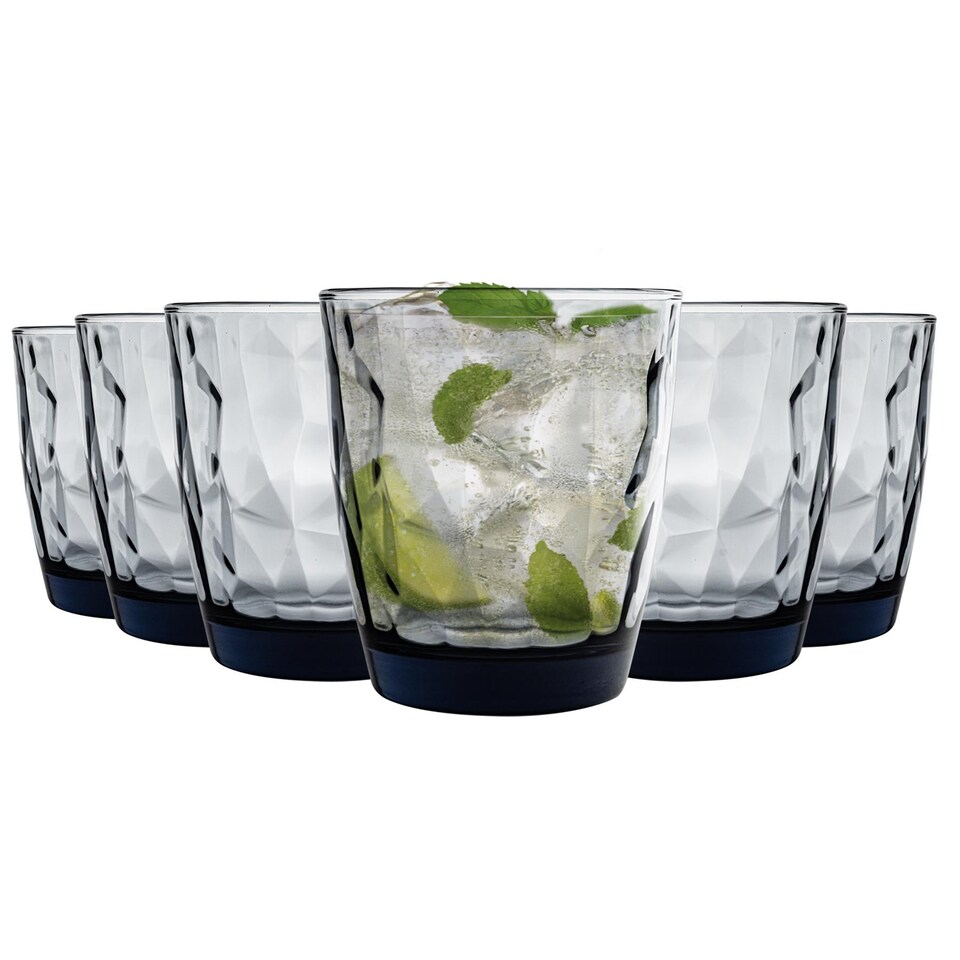 image 1 of Bormioli Rocco Diamond Water Glasses - 390ml - Blue - Pack of 6