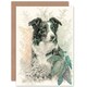 image 1 of Border Collie Portrait in Field Plants Dog Lover Art Card