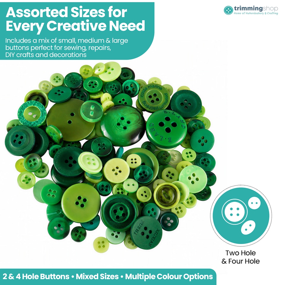 image 1 of 100g Round Resin Button, Assorted Sizes - 2 & 4 Holes