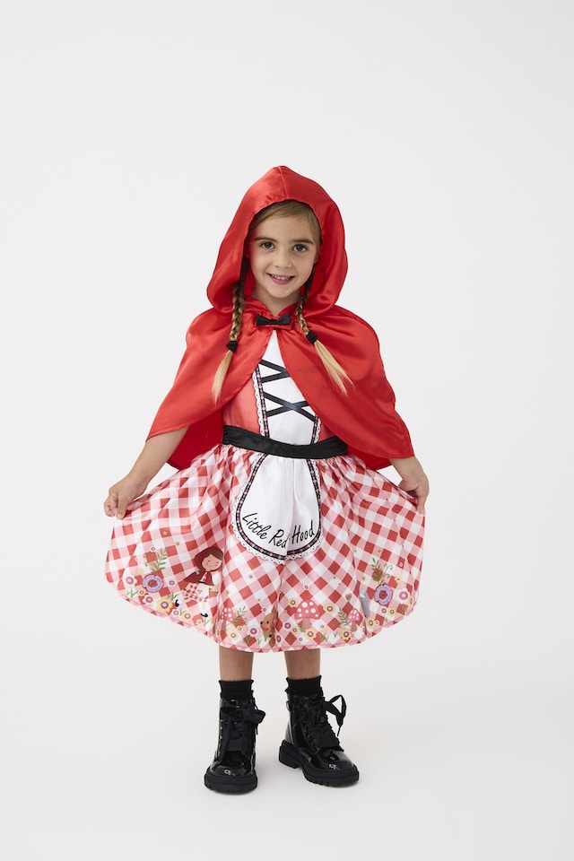 image 1 of Girls Little Red Riding Hood Costume with Cape, World Book Day, Birthday, Halloween, Xmas, Fancy Dress, Role Play Outfit, Ages 3-10 Years, Red | Red | Red | 4-6 years