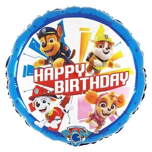 Paw Patrol Happy Birthday Round Shape Foil Helium Balloon 46cm / 18 in