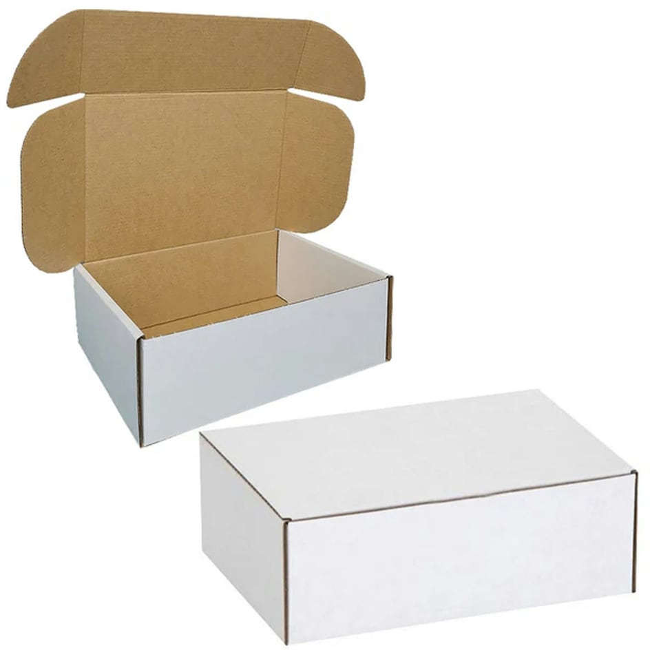 image 1 of 100 x White 8x4x4" Strong Single Wall Die Cut Packing Shipping Boxes White