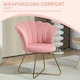 image 3 of HOMCOM Accent Chair, Velvet Armchair with Lotus Backrest, Steel Legs, Pink