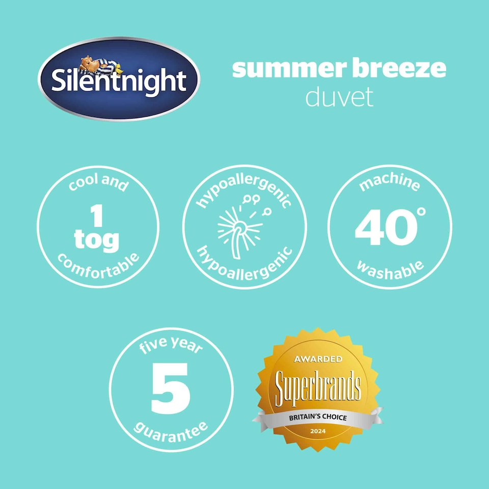 image 1 of Silentnight Summer Breeze 1 Tog Duvet | White | Super King