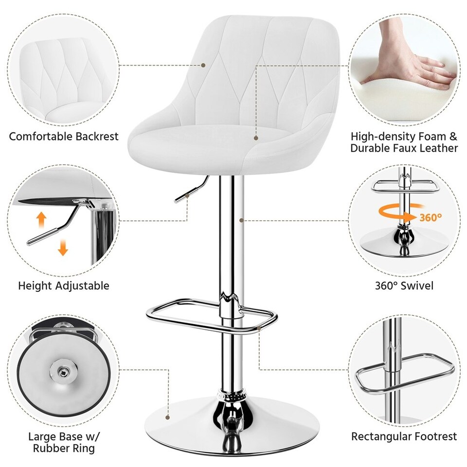 image 1 of Yaheetech  Set of 2 Faux Leather Swivel Bar Stools