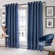 image 1 of Wave Woven Jacquard Curtains in Charcoal, 116cm x 137cm