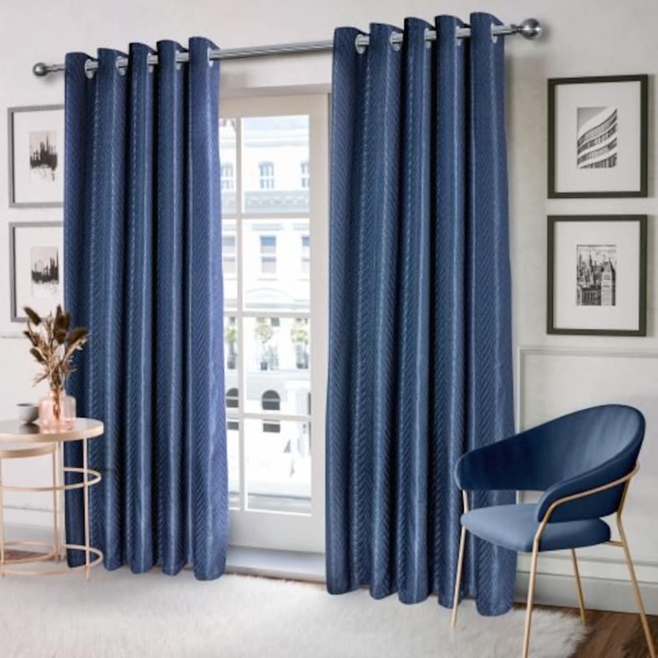 image 1 of Wave Woven Jacquard Curtains in Charcoal, 116cm x 137cm