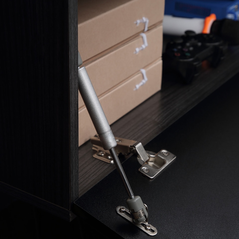 image 1 of HOMCOM 160cm High Gloss Floating TV Unit Stand for TVs up to 70 , Wall Mounted TV Cabinet with Storage Cupboards, Grey and Black