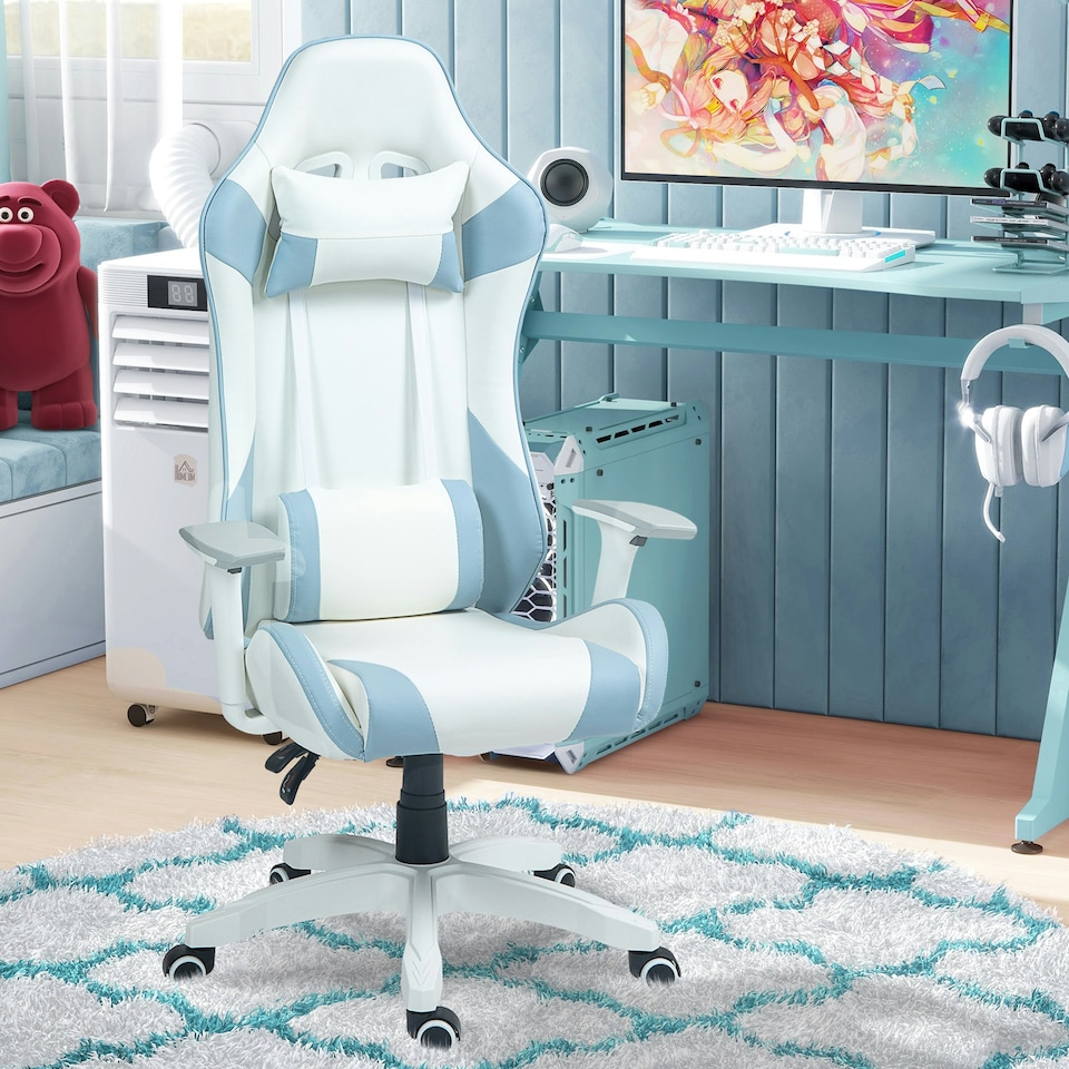 image 1 of HOMCOM Gaming Chair for Adults Faux Leather w/ 3D Armrests