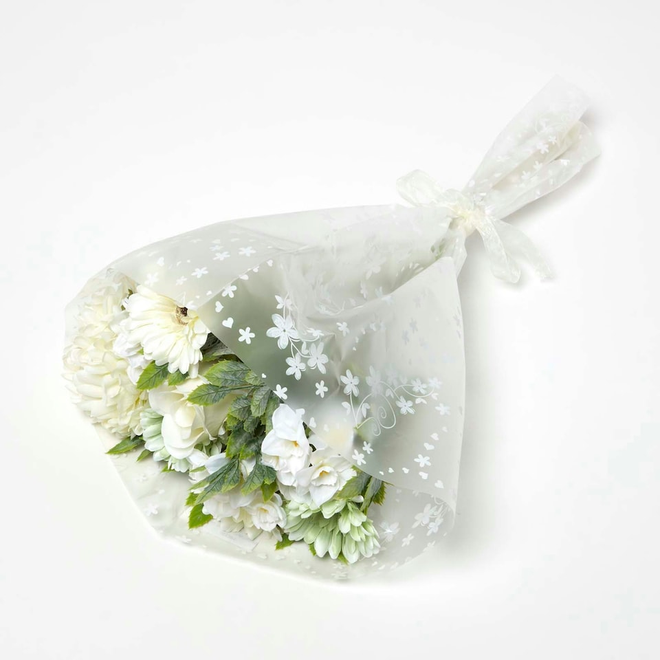 image 1 of Homescapes Artificial White Bouquet of Gerbera Daisies and Daffodils