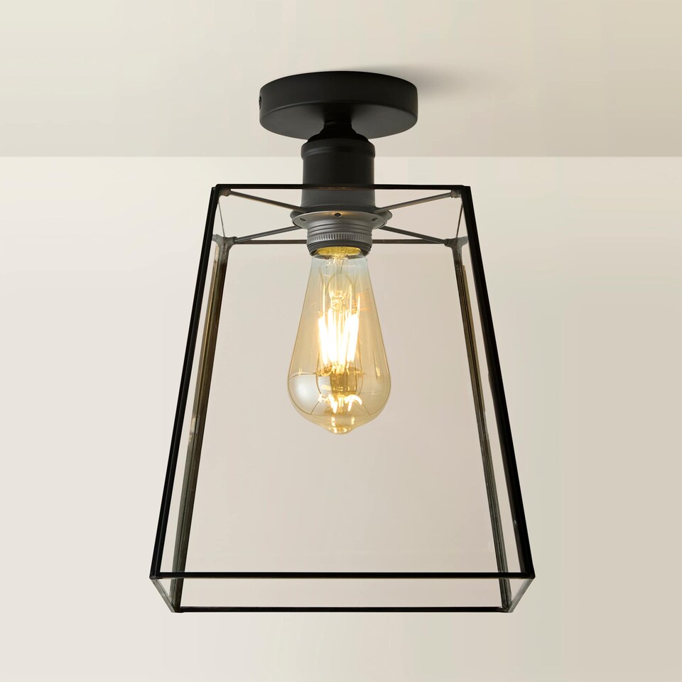 image 1 of ValueLights Susie Matte Black Flush Ceiling Light & Bulb | Black