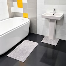 Showerdrape Pinnacle Grey 2 Piece 100% Cotton Bath Mat Set | Multi | 1