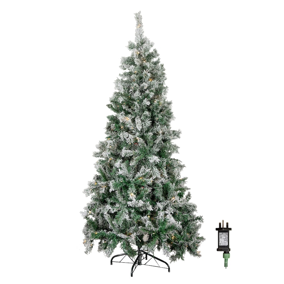 image 1 of 6ft (1.80m) Light up Prelit Snow Flocked Arbor Spruce Christmas Tree with 150 Colour Changing LEDs