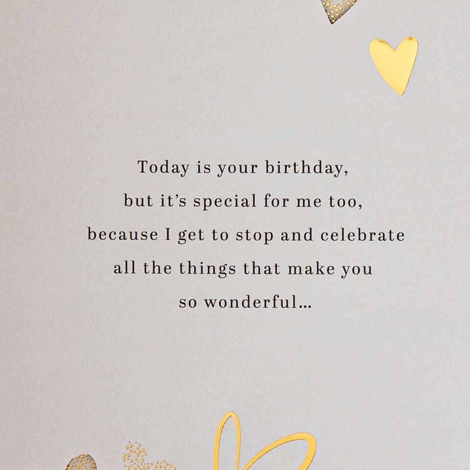 image 1 of Hallmark Birthday Card For Wife - Gold foil Hearts Design And Heartfelt Verse