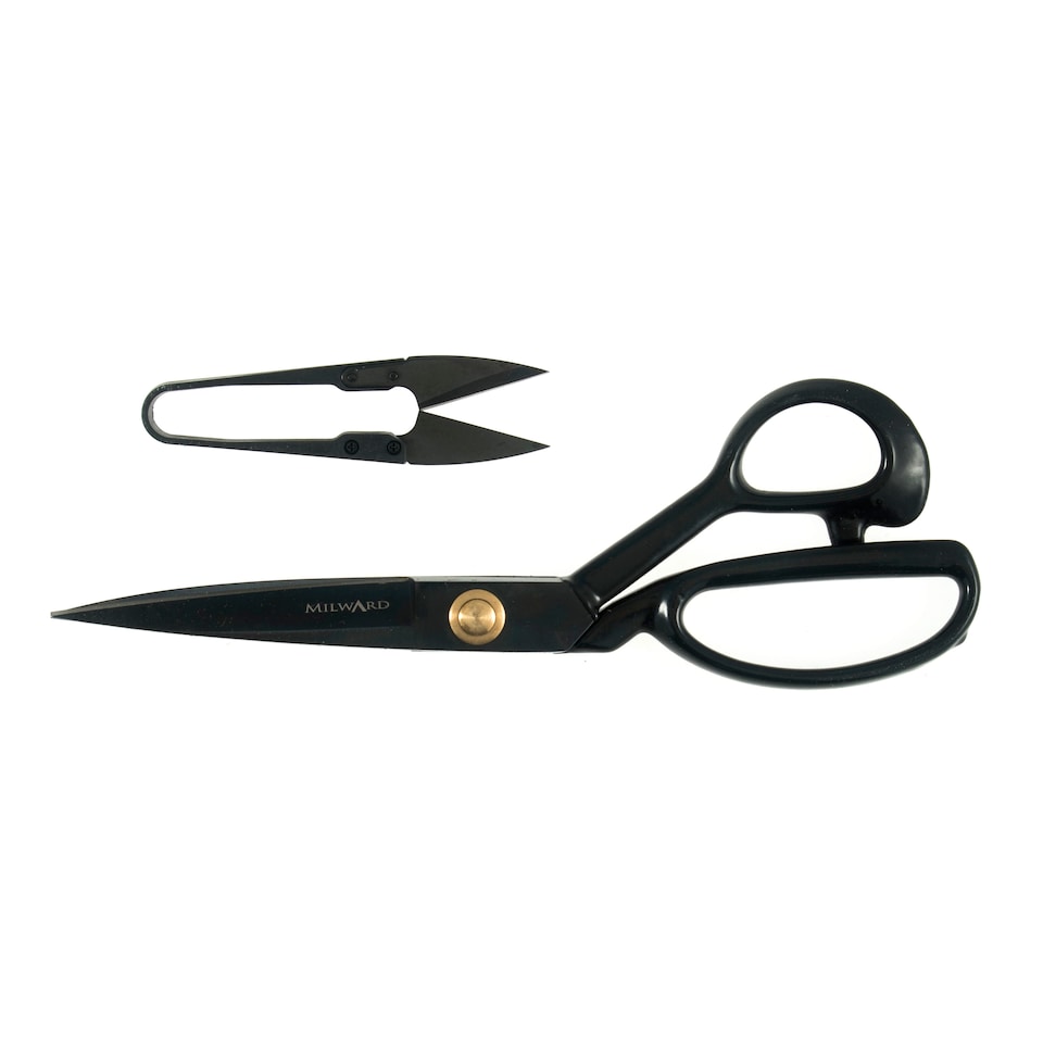 image 1 of Milward Heavy Duty Scissor Gift Set - 23cm Dressmaker's Scissors & 10cm Thread Snips, Black Handles