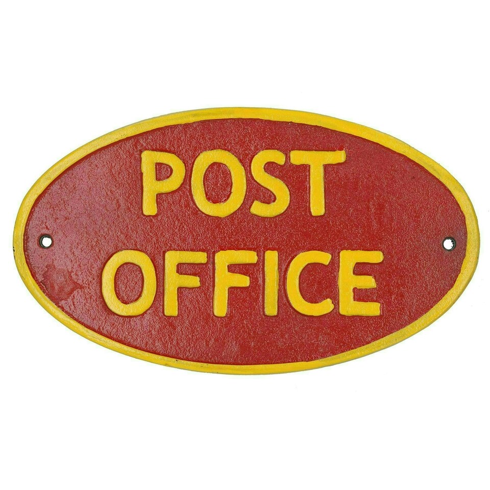 image 1 of Post Office Cast Iron Sign Plaque Wall Royal Mail Shop Door UK Store House