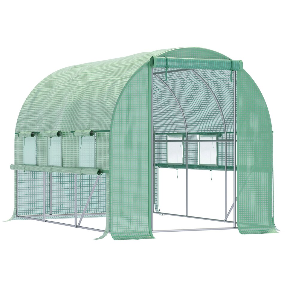image 1 of Outsunny 3 x 2 x 2m Polytunnel Green House w/ UV-resistant PE Cover, Green