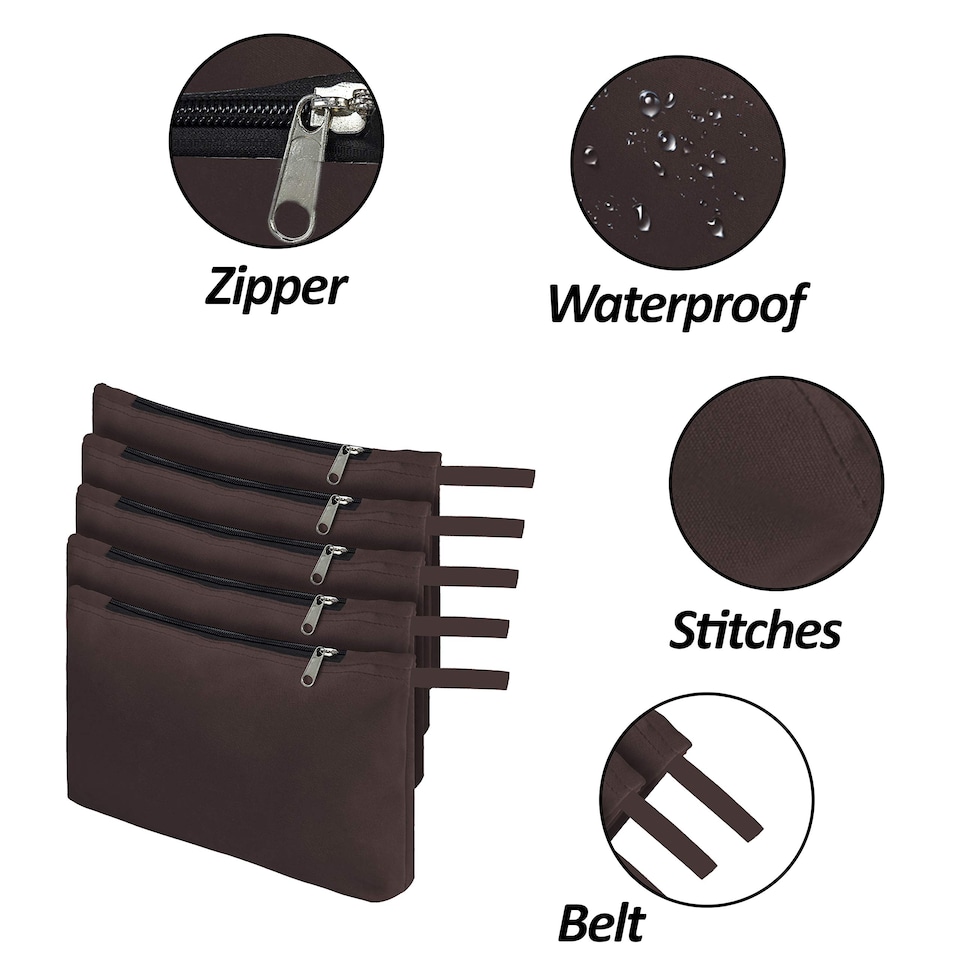 image 1 of Covers&All Tool Bag, 12 Oz Heavy Duty Waterproof Pouch with Sturdy, 7 in L x 11 in W x 7 in H, Brown