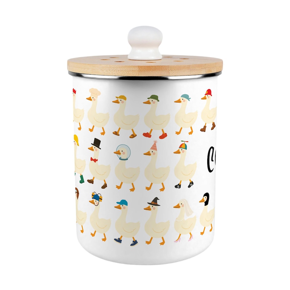 image 1 of Silly Goose Compost Caddy - Metal 2L Decorative Kitchen Food Waste Bin