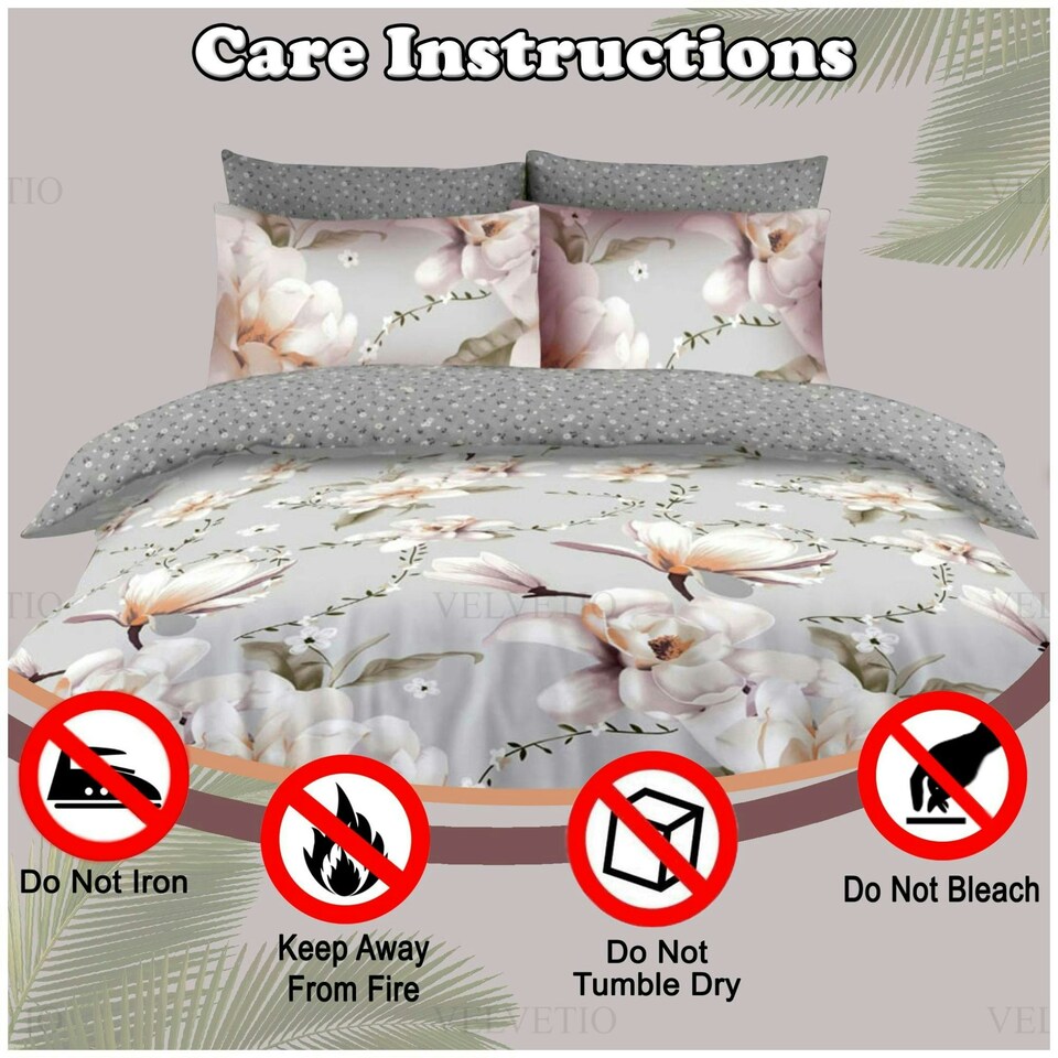 image 1 of VELVETIO Zenda Complete Duvet Cover Set with Fitted Sheet Soft Printed Bedding Bedset Multi | Single
