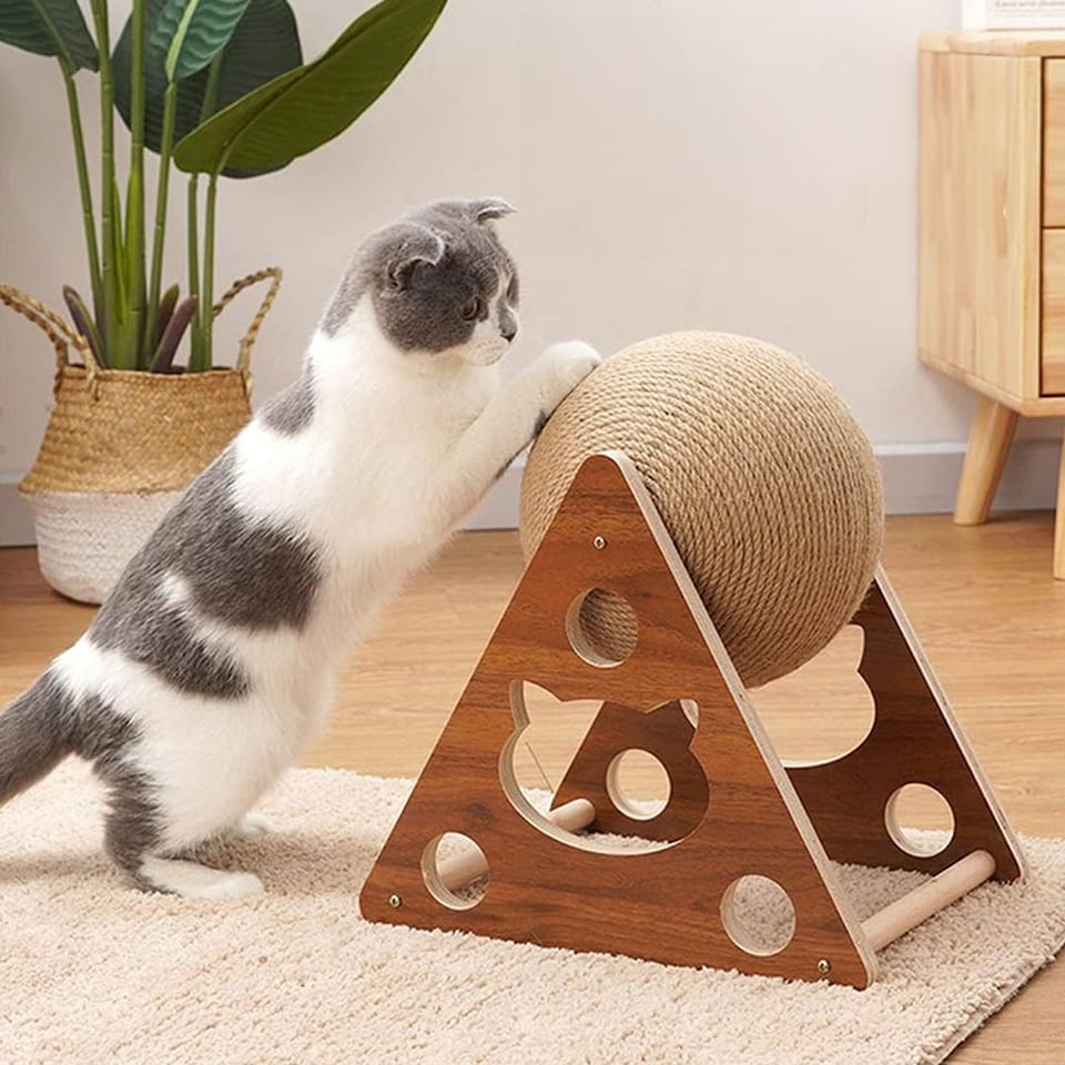 image 1 of Living and Home Cat Scratching Ball Toy Natural Sisal Scratcher Pet Toy