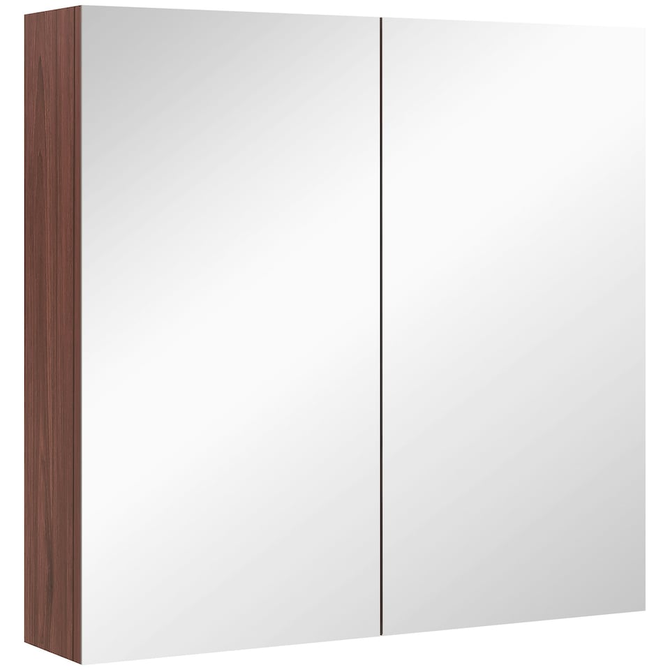 image 1 of kleankin 63Wx60H cm Double Door Wall-Mount Bathroom Mirrored Cabinet Medicine