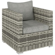 Outsunny Single Wicker Furniture Sofa Chair w/ Padded Cushion for Garden Balcony | Grey
