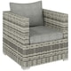 image 1 of Outsunny Single Wicker Furniture Sofa Chair w/ Padded Cushion for Garden Balcony | Grey
