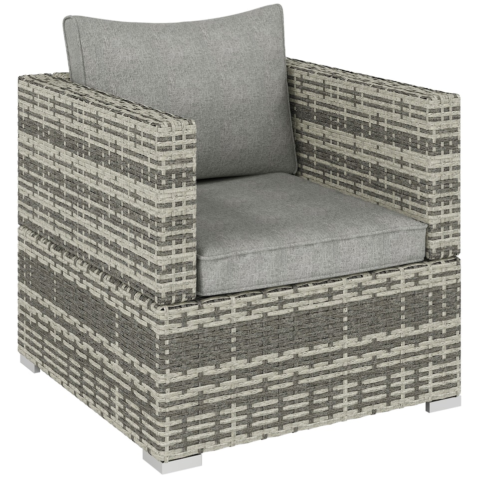 image 1 of Outsunny Single Wicker Furniture Sofa Chair w/ Padded Cushion for Garden Balcony | Grey