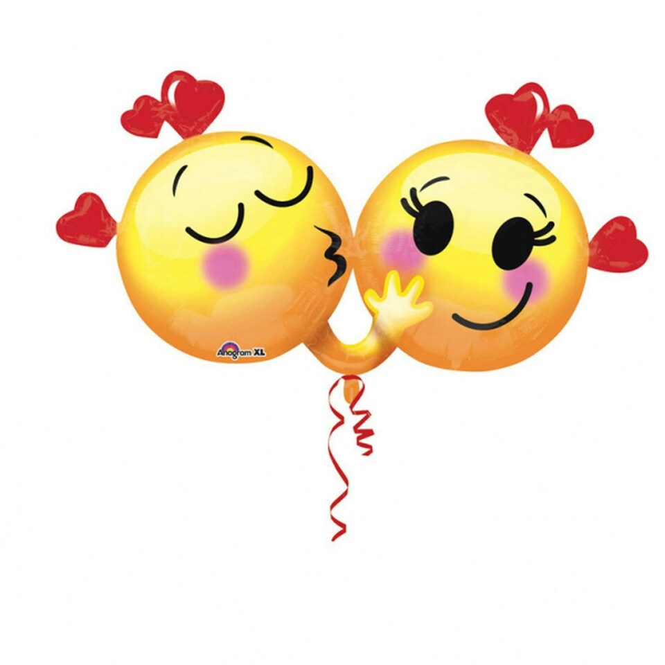 Amscan Hug And Kiss Emoticon Foil Balloon - Yellow/Red - One Size