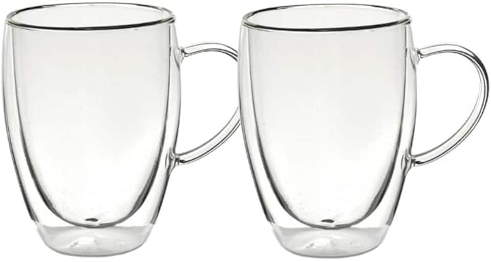 image 1 of Straame Set of 2, Borosilicate Double Walled Glass, Heat-Resistant (350ml) | Clear | 2