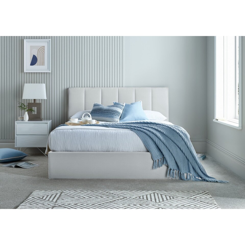 image 1 of Fabric Double Bedframe  in Grey