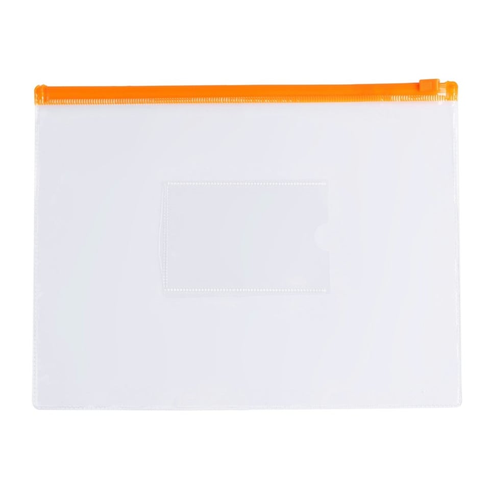 image 1 of Pack of 12 A5 Clear Zippy Bags with Orange Zip