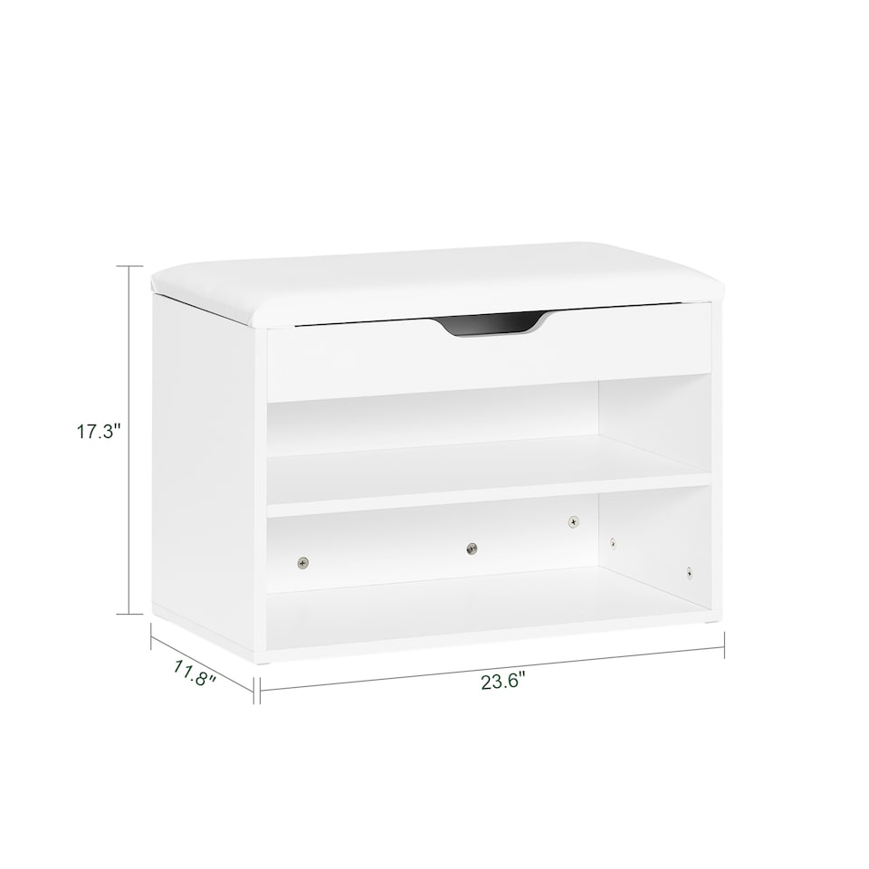 image 1 of SoBuy 2-Tier Shoe Storage Bench with Folding Padded Seat, White, 23.6x11.8x17.3 in, 13 kg - FSR25-W