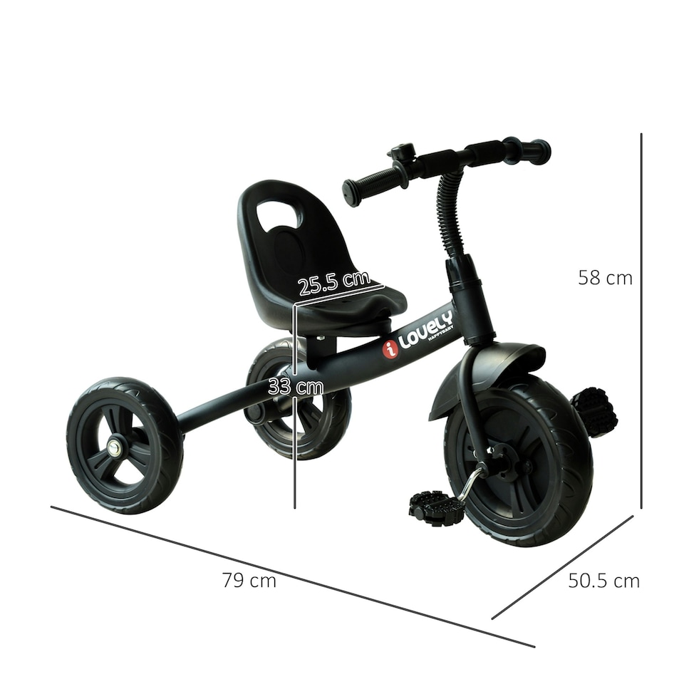 image 1 of HOMCOM Baby Kids Children Toddler Tricycle Ride on Trike W/ 3 Wheels Black