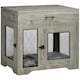 image 1 of PawHut Modern Pet Crate End Table w/ Double Doors, Drawer, for Medium Dogs