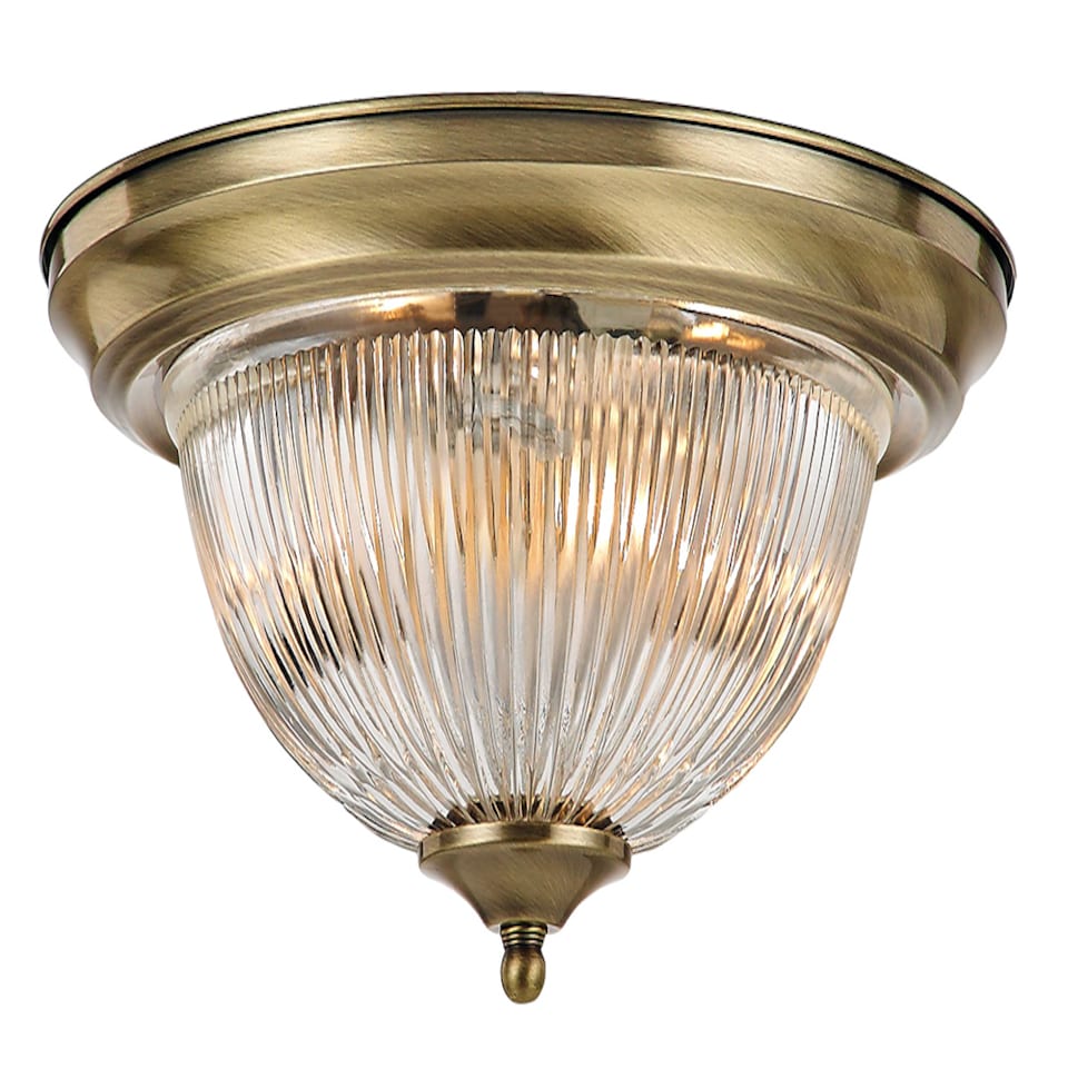 image 1 of Traditional Antique Brass IP44 Bathroom Ceiling Light Fitting | Gold