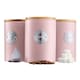 image 3 of Cooks Professional 5 Piece Ribbed Tea Coffee Sugar Bread & Biscuit Cannisters with Labels | Pink | Pink & Silver