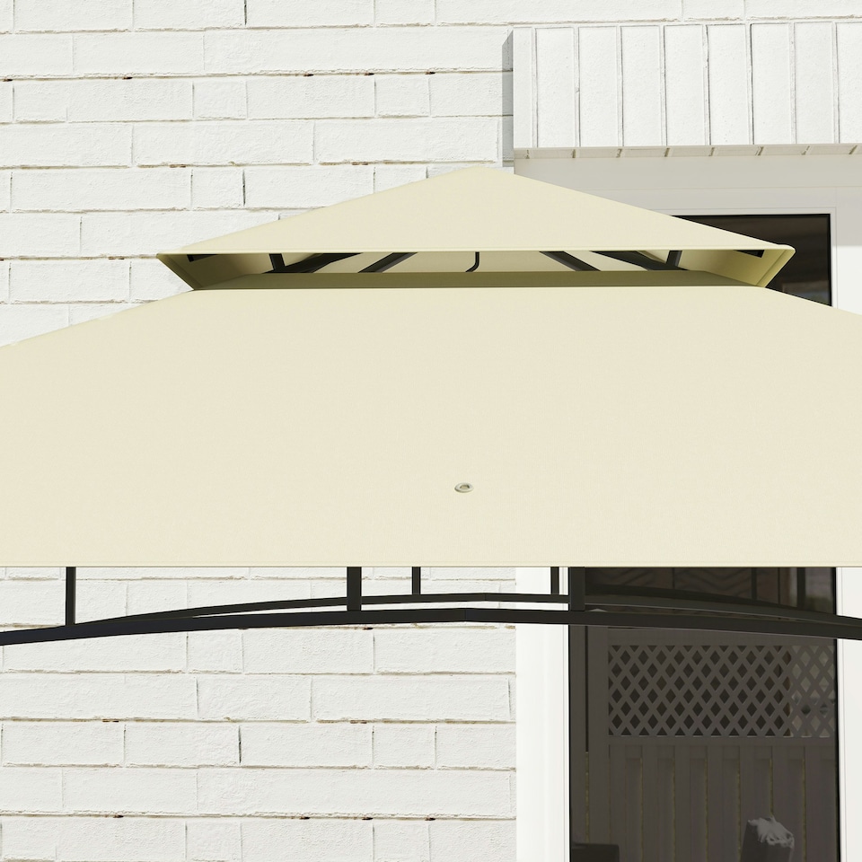 image 1 of Outsunny 8' x 5' Grill Gazebo Canopy with 2 Side Shelves, Hook, Beige